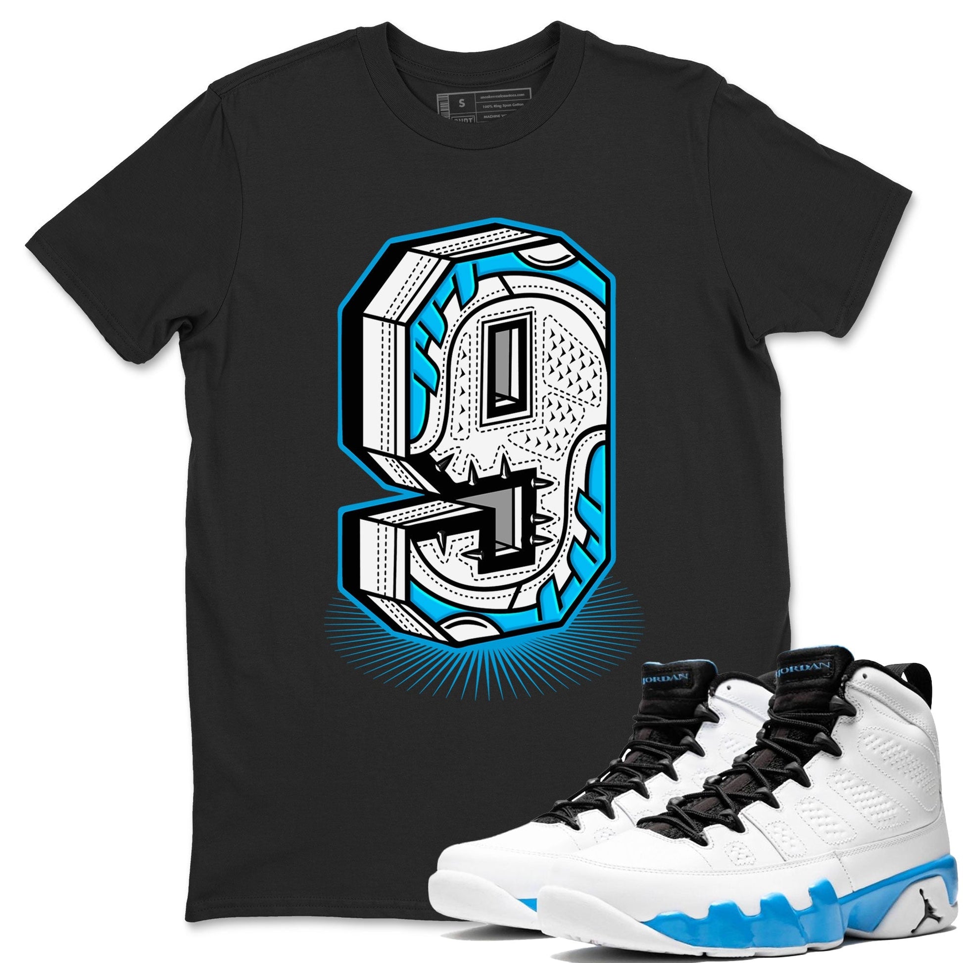 Number Statue Sneaker Tees - Air Jordan 9 Powder Blue