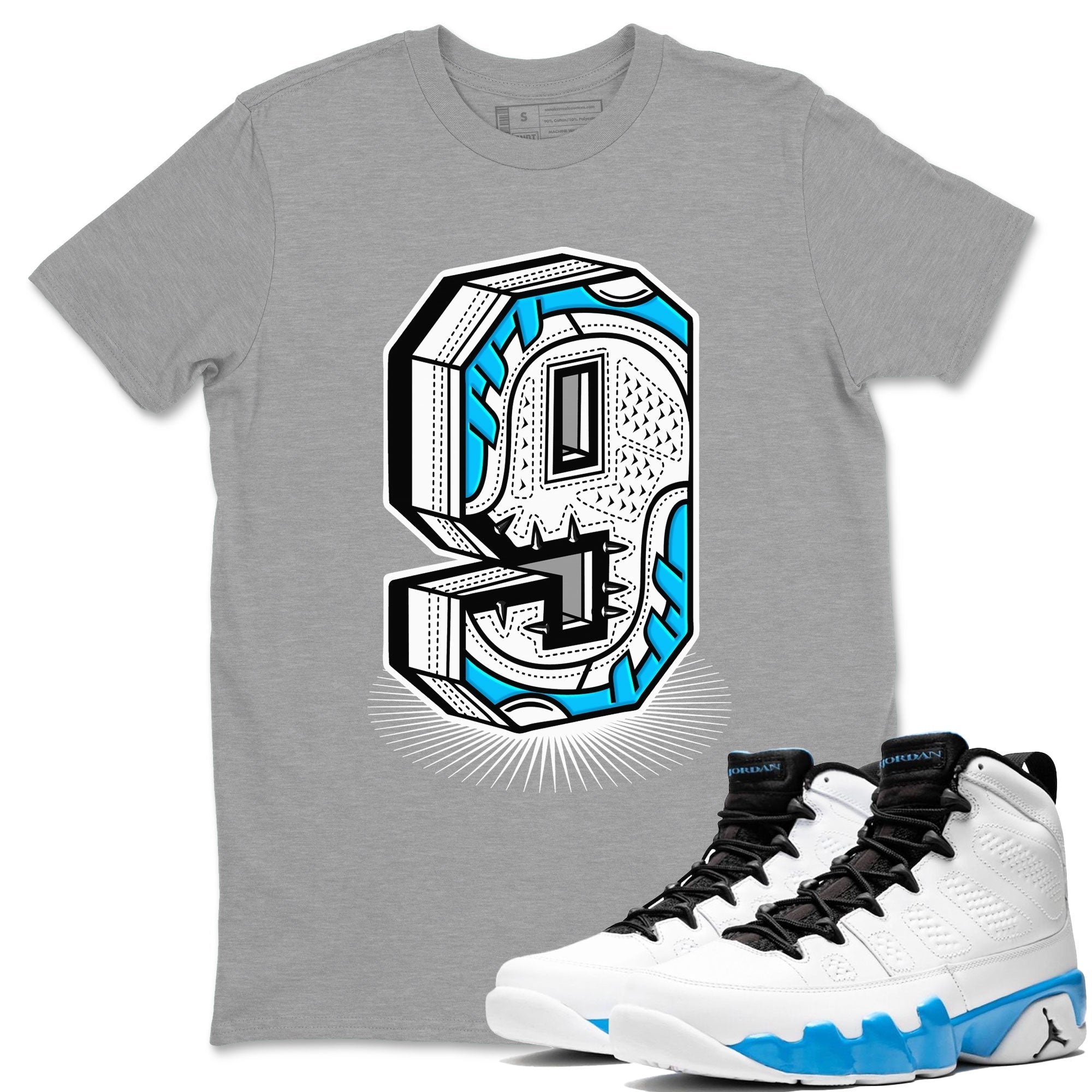 Number Statue Sneaker Tees - Air Jordan 9 Powder Blue