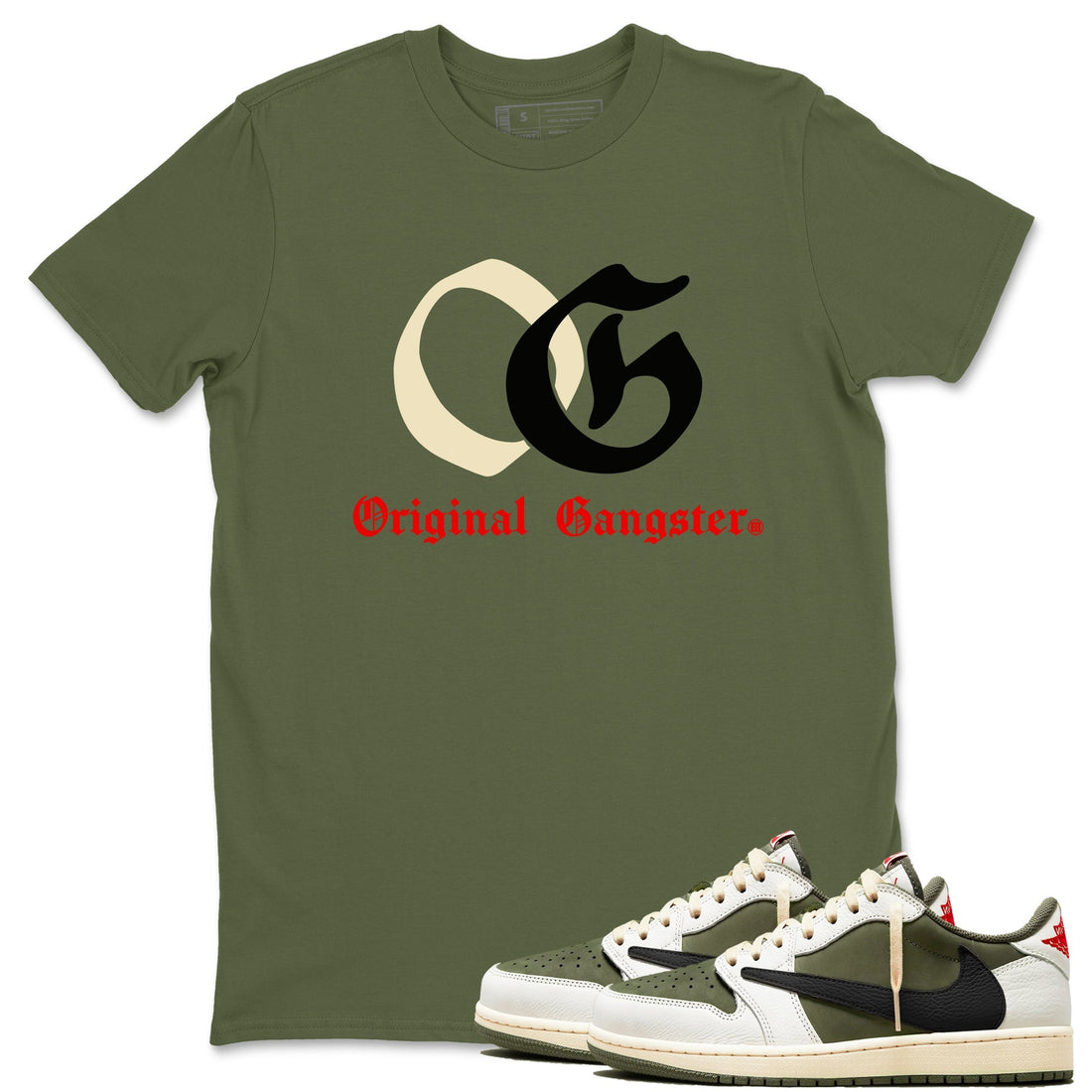 OG Original Gangster Sneaker Tees - Air Jordan 1 Travis Scott Medium Olive