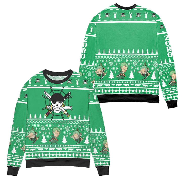 One Piece Jolly Roger Roronoa Zoro Ugly Christmas Sweater ? Usalast