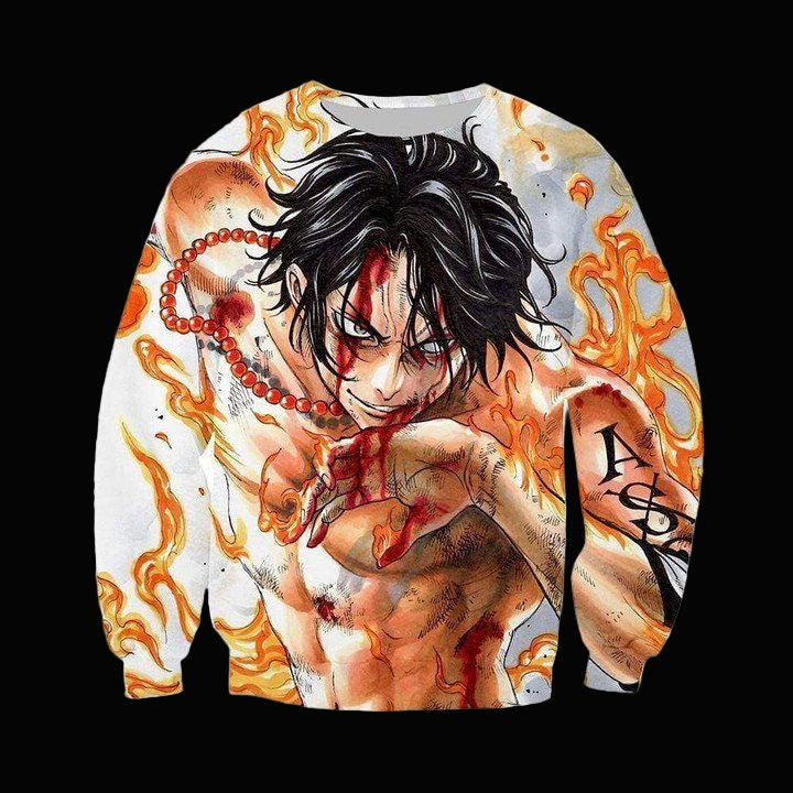 One Piece Sweater ? Ace In Flames Sweater Sh9541 ? Usalast