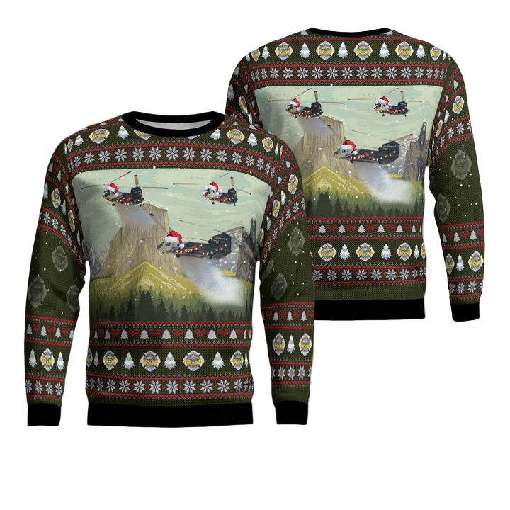 Orange County Fire Authority Boeing CH-47D Chinook Helicopter Christmas AOP Sweater ? Usalast