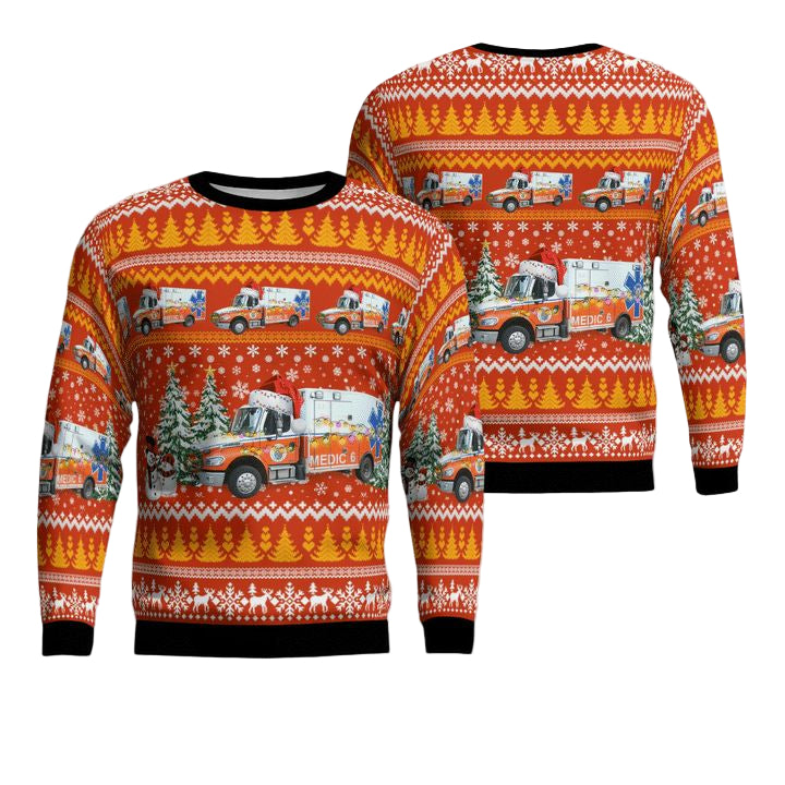 Orange EMS North Carolina Christmas AOP Sweater ? Usalast
