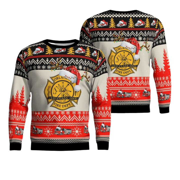 Orlando Florida Orlando Fire Department Christmas Sweater 3D ? Usalast