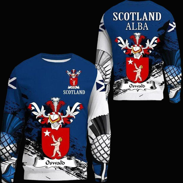 Oswald Encyclopaedia Heraldica Scottish Family Crest Scotland Special Sweater A7 ? Usalast