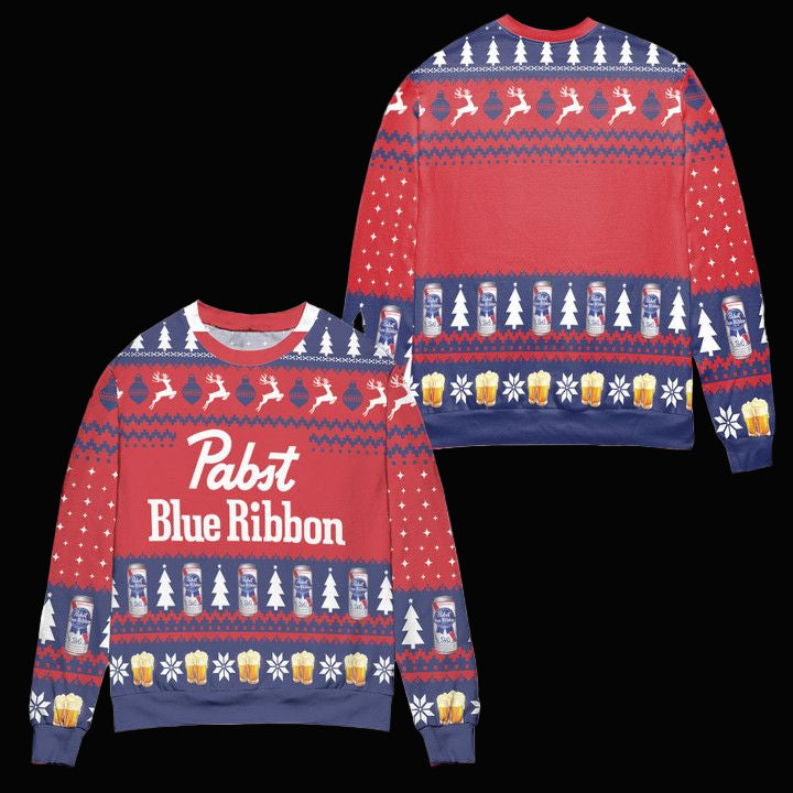 Pabst Blue Ribbon Beer Ugly Christmas Sweater ? Usalast