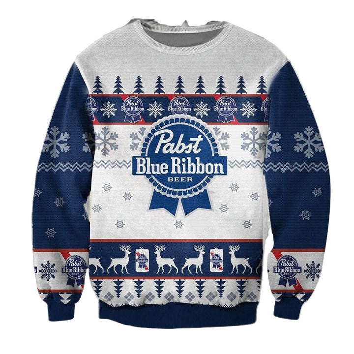 Pabst Blue Ribbon White Ugly Christmas Sweater 2022 ? Usalast