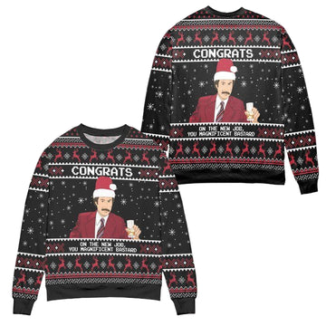 Patton Congrats On The New Job You Magnificent Bastard Ugly Christmas Sweater ? Black ? Usalast