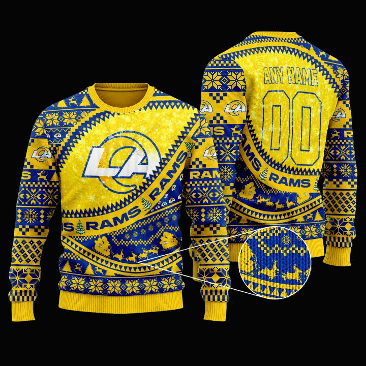 Personalized Nfl Los Angeles Rams Custom Yellow Christmas Sweater ? Usalast