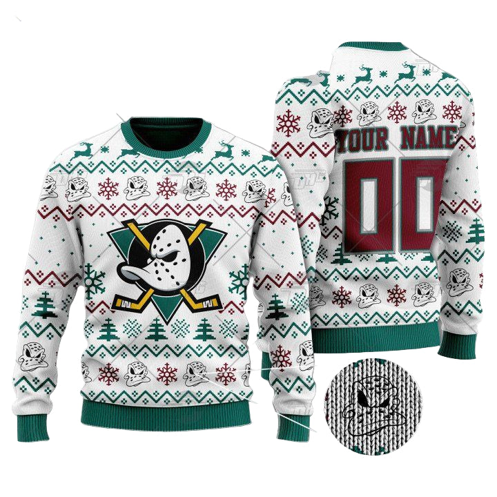 Personalized The Mighty Ducks Movie Ice Hockey Custom White Christmas Sweater ? Usalast