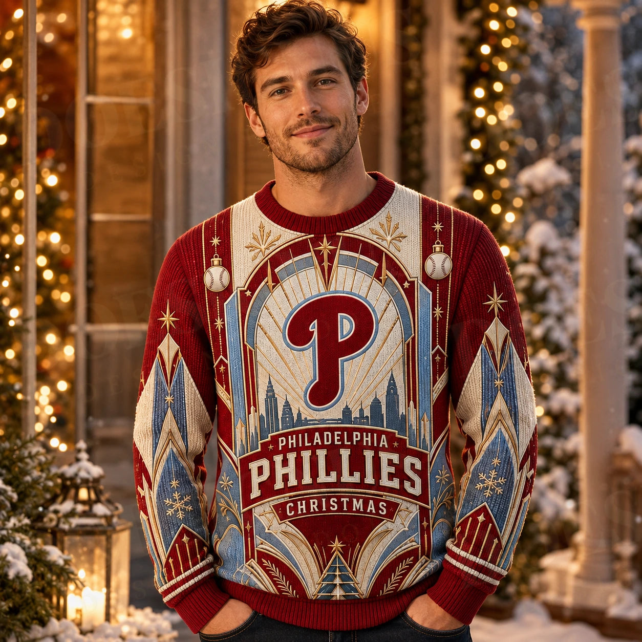 Custom Name And Number Philadelphia Phillies Christmas Ugly Sweater 2026