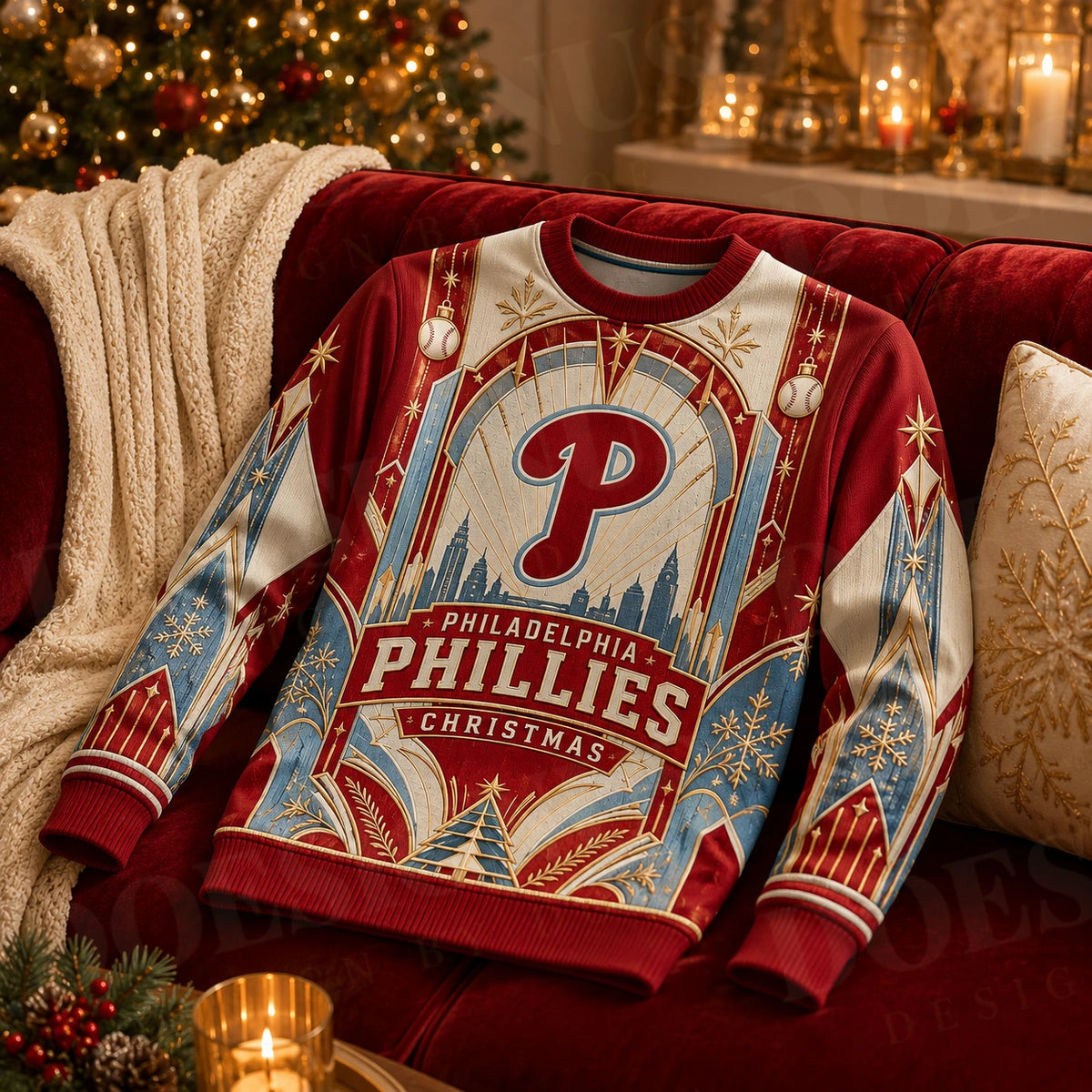 Custom Name And Number Philadelphia Phillies Christmas Ugly Sweater 2026