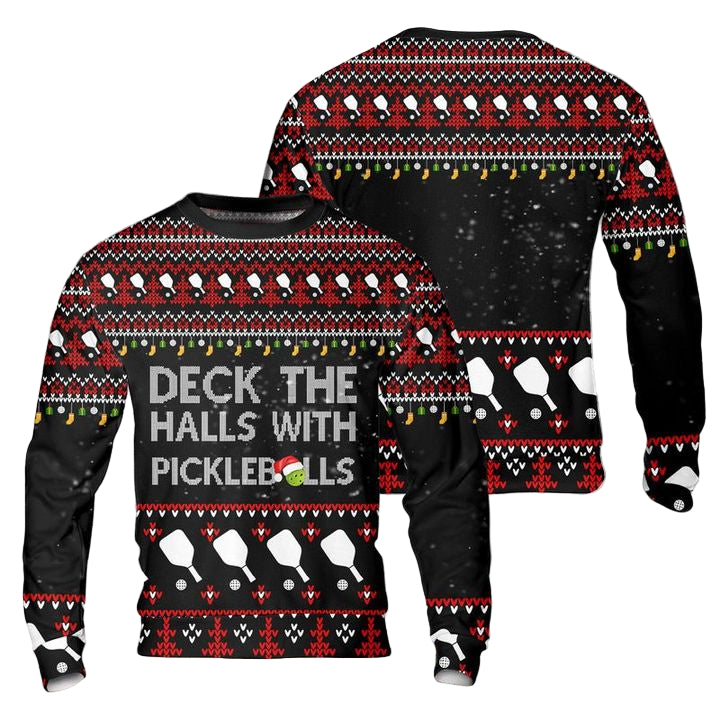 Pickleball Deck The Halls Christmas AOP Sweater ? Usalast