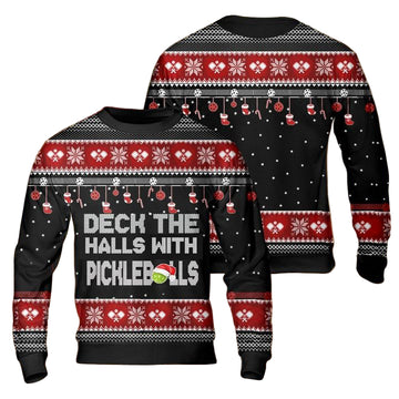 Pickleball Deck The Halls Christmas AOP Sweater ? D961 ? Usalast