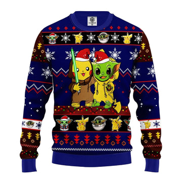Pikachu And Yoda Ugly Christmas Sweater Blue 1 Amazing Gift Idea Thanksgiving Gift ? Usalast