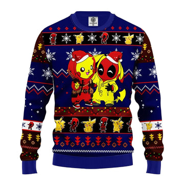Pikachu Deadpool Christmas Sweater Blue 1 Amazing Gift Idea Thanksgiving Gift ? Usalast
