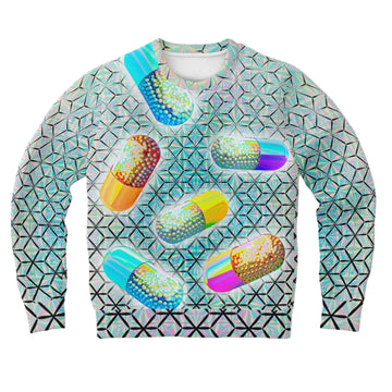 Pills Of Happy Holographic Psychedelic 3d Ugly Christmas Sweater ? Usalast