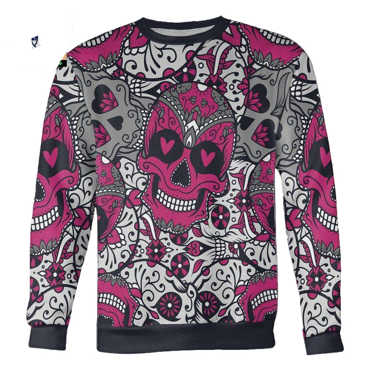 Pink And White Sugar Skull Sweater ? Usalast