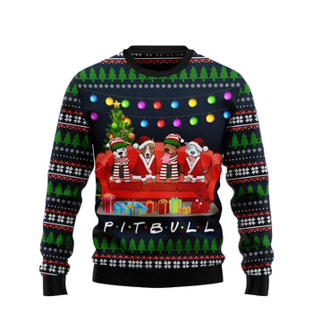 Pit Bull Friends On Red Sofa Ugly Christmas Sweater 2022 ? Usalast