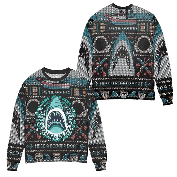 Pixel Jaws Were Gonna Need A Bigger Boat Ugly Christmas Sweater ? Usalast