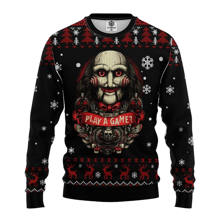 Play A Game Horror Movie Saw Ugly Christmas Sweater ? Usalast