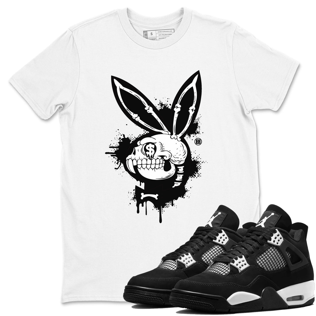 Playskull Sneaker Tees - Air Jordan 4 White Thunder