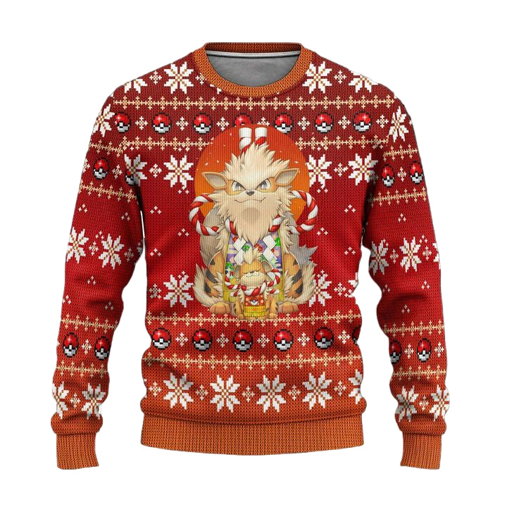 Pokemon Arcanine Ugly Christmas Sweater Anime Xmas Gift ? Usalast