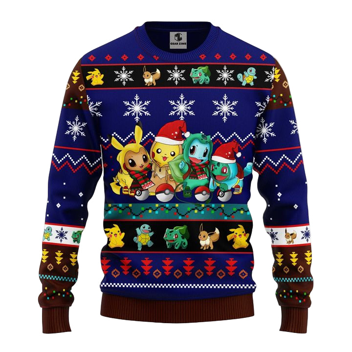 Pokemon Cute Noel Mc Ugly Christmas Sweater Blue 1 Amazing Gift Idea Thanksgiving Gift ? Usalast