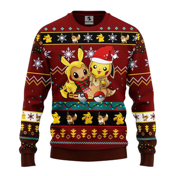Pokemon Cute Noel Mc Ugly Christmas Sweater Brown Red 1 Amazing Gift Idea Thanksgiving Gift ? Usalast