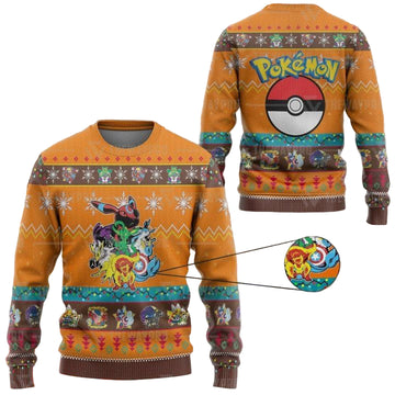 Pokemon Eevengers Christmas Ugly Sweater And Sweater Orange Version ? Usalast
