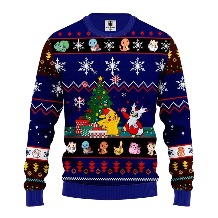 Pokemon Ugly Christmas Sweater Tree Blue 2 Amazing Gift Idea Thanksgiving Gift ? Usalast