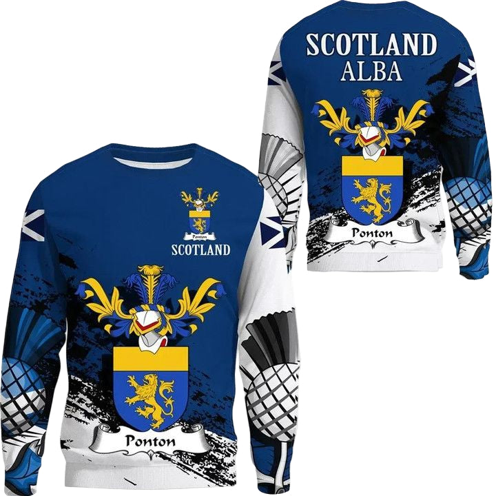 Ponton Scottish Family Crest Scotland Special Sweater A7 ? Usalast