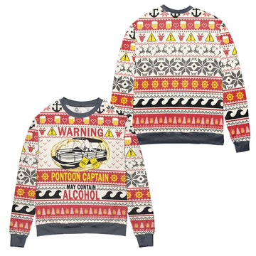 Pontoon Captain May Contain Alcohol Christmas Pattern Ugly Christmas Sweater ? Usalast