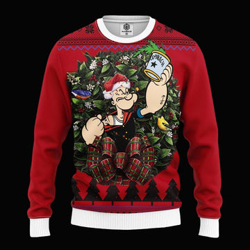 Popeye Holding Spinach Can Noel Mc Ugly Christmas Sweater Thanksgiving Gift ? Usalast
