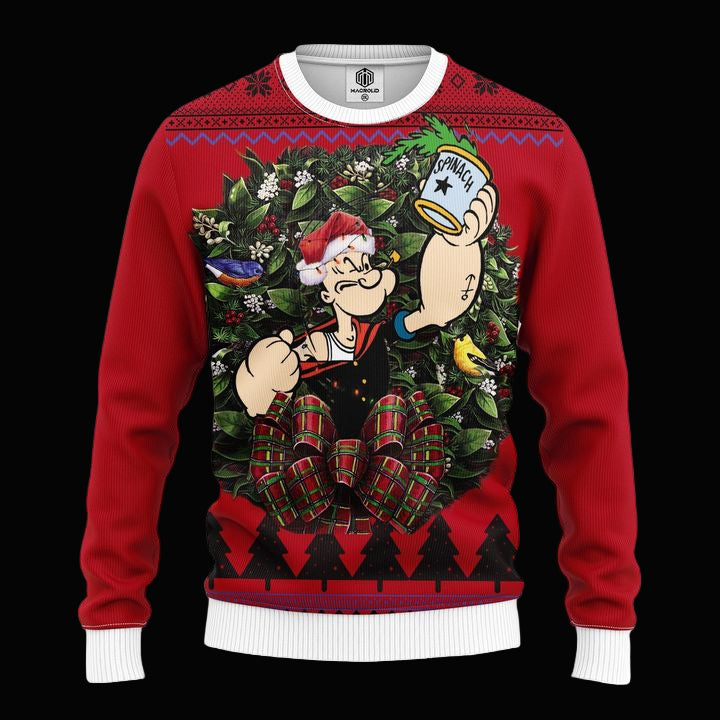 Popeye Holding Spinach Can Noel Mc Ugly Christmas Sweater Thanksgiving Gift ? Usalast