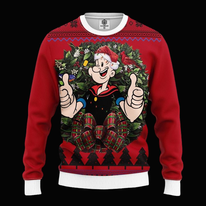 Popeye The Sailor Man Noel Mc Ugly Christmas Sweater Thanksgiving Gift ? Usalast