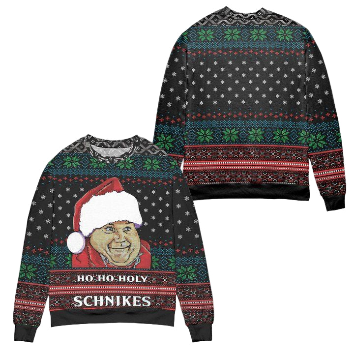 Pretty Tommy Boy Ho Ho Holy Schnikes Snowflake Pattern Ugly Christmas Sweater ? Black ? Usalast
