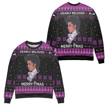 Prince Dearly Beloved Merry Christmas Ugly Christmas Sweater ? Black Purple ? Usalast