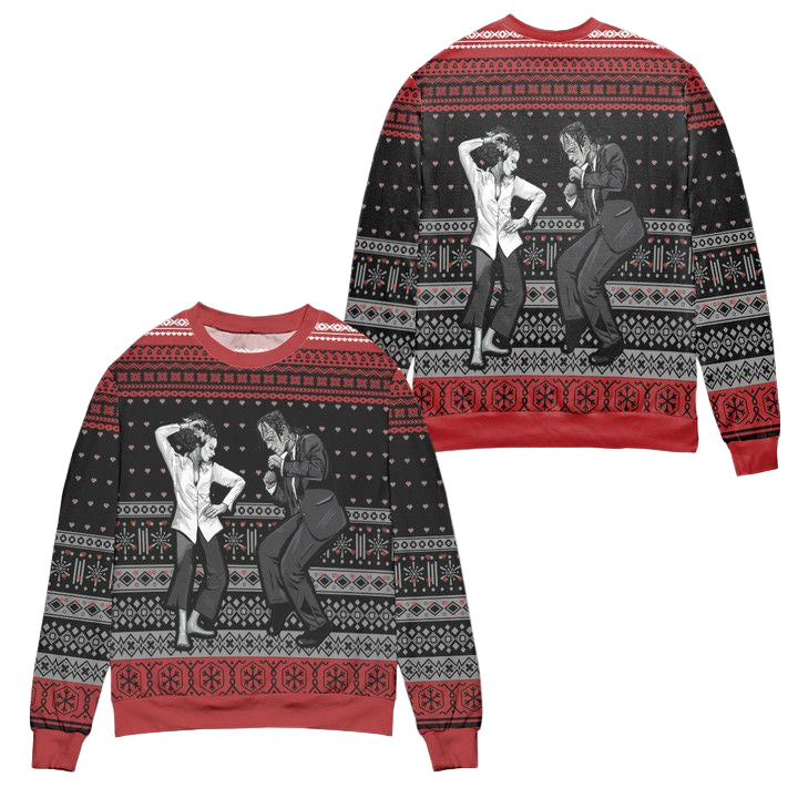 Pulp Fiction Dance Scene Snowflake Christmas Pattern Ugly Christmas Sweater ? Usalast