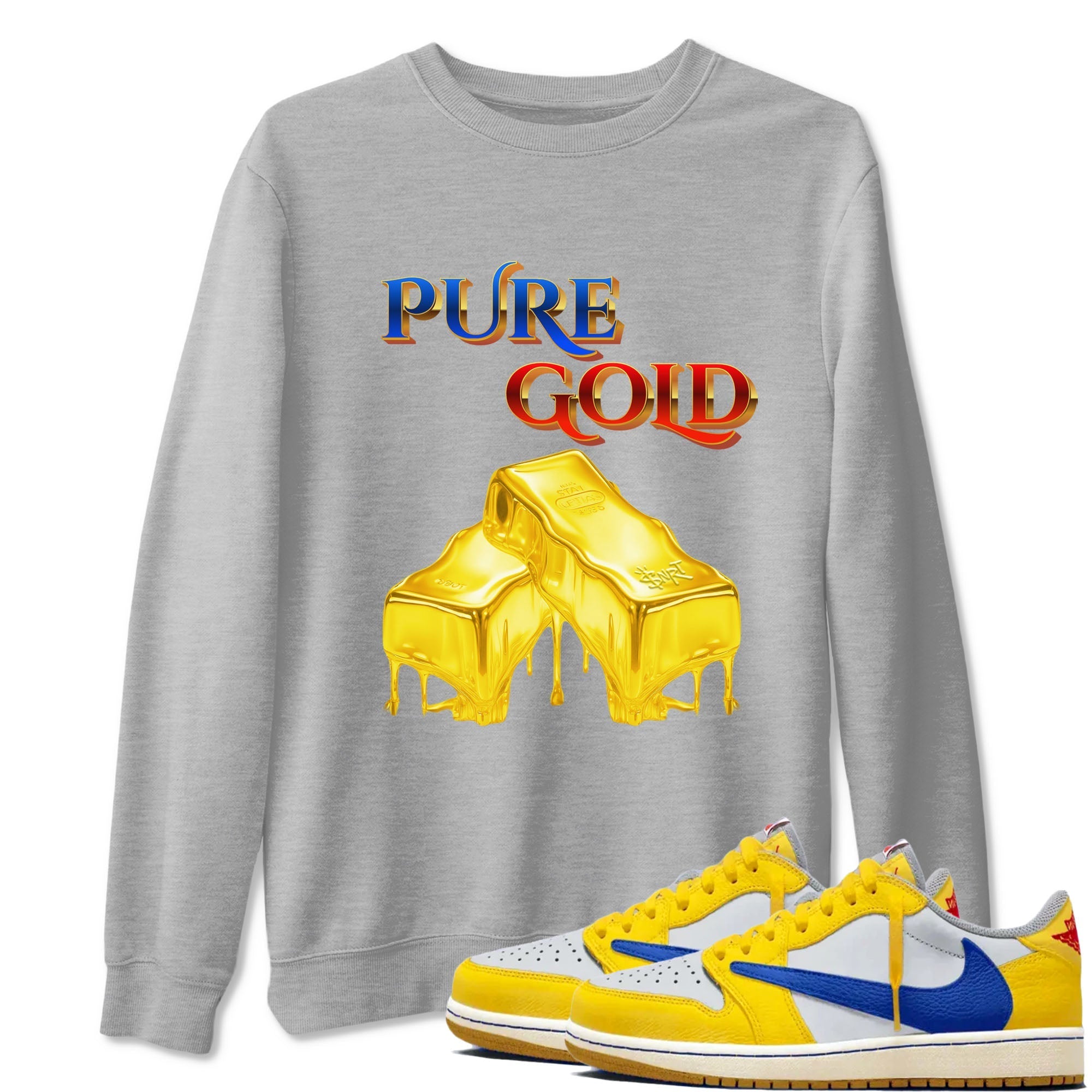Pure Gold Sneaker Tees - Air Jordan 1 Travis Scott Canary
