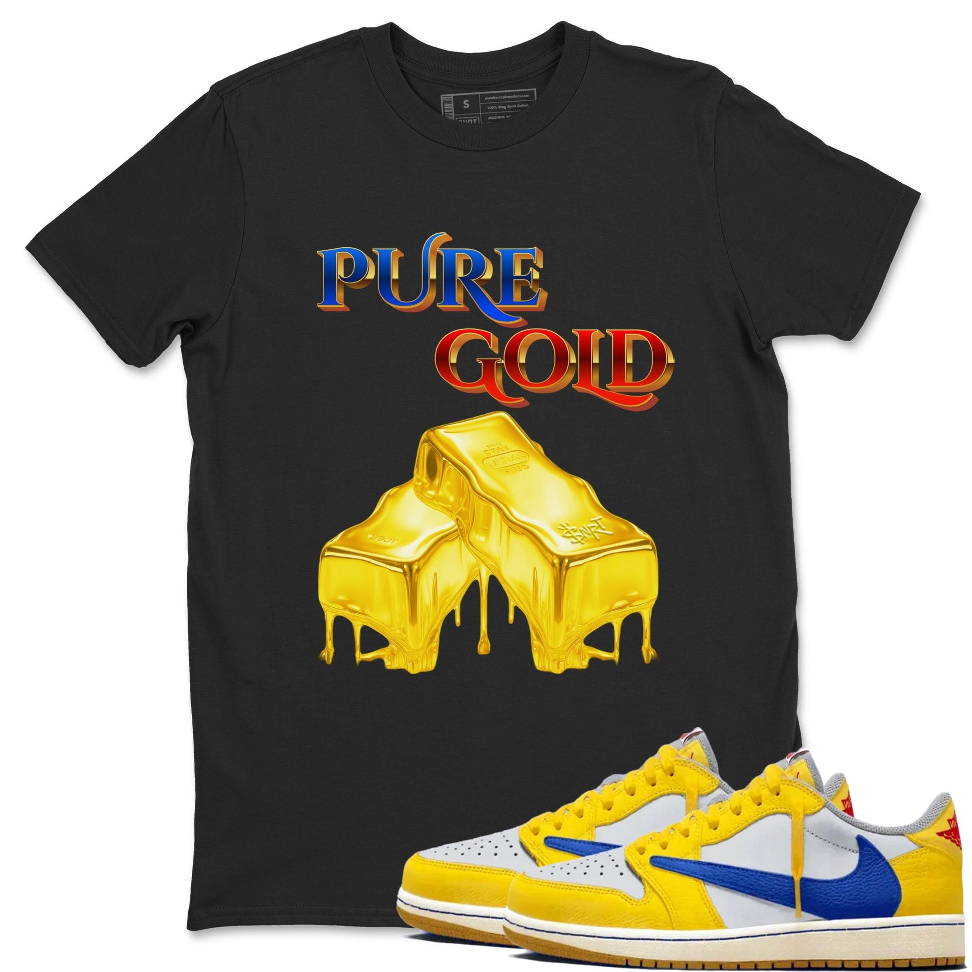 Pure Gold Sneaker Tees - Air Jordan 1 Travis Scott Canary