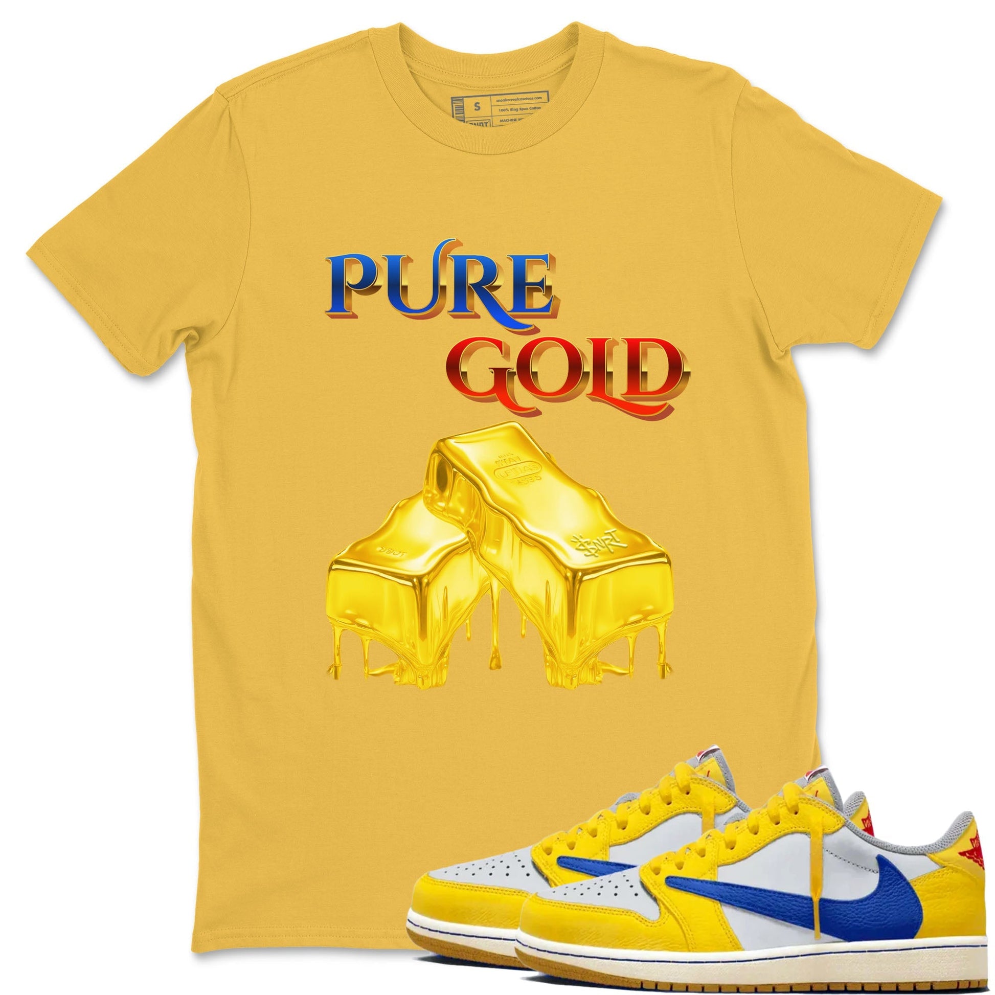 Pure Gold Sneaker Tees - Air Jordan 1 Travis Scott Canary