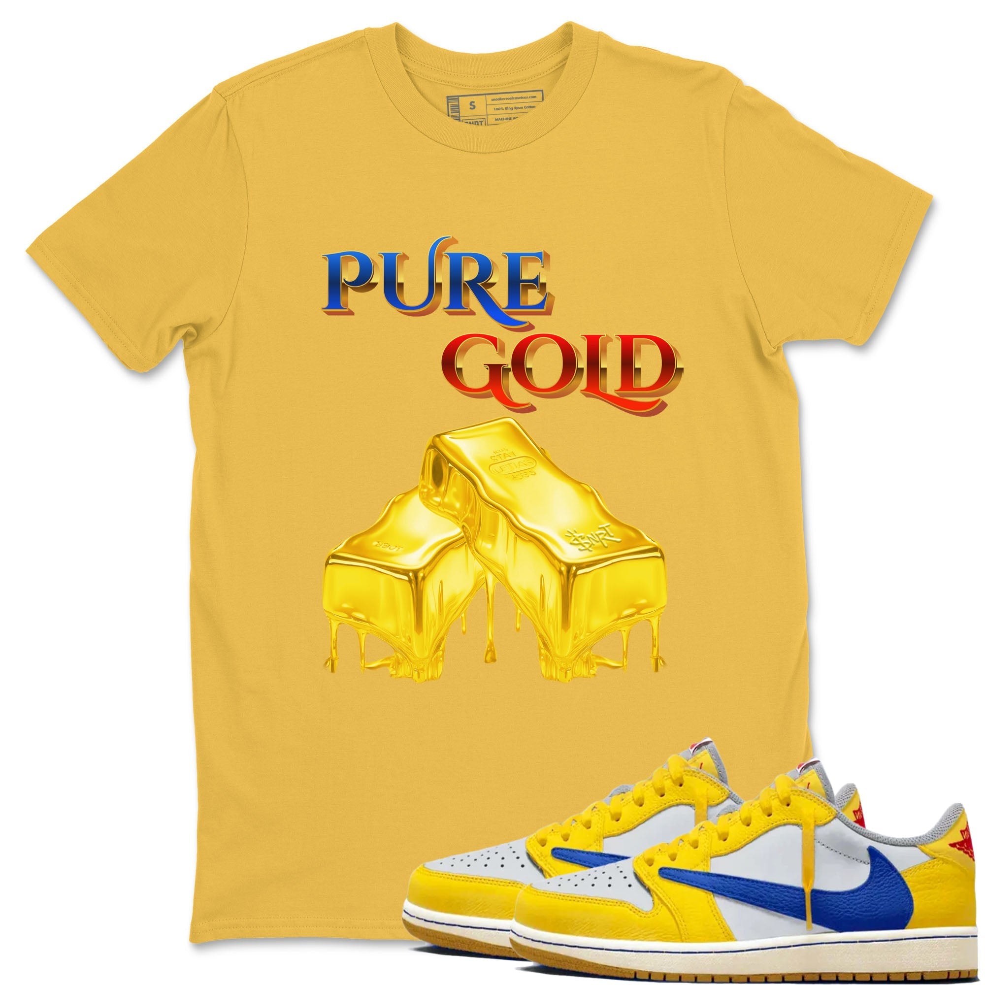 Pure Gold Sneaker Tees - Air Jordan 1 Travis Scott Canary