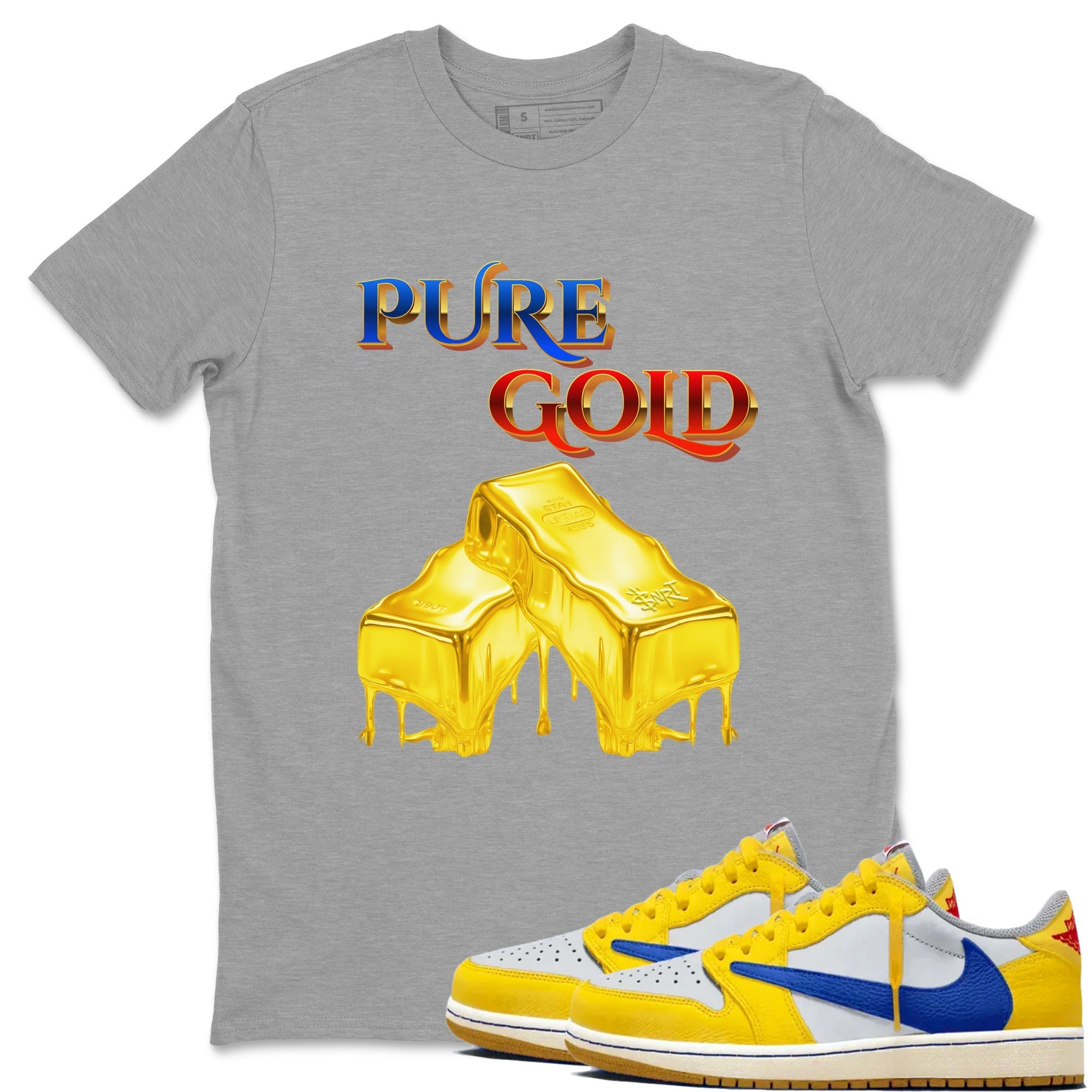 Pure Gold Sneaker Tees - Air Jordan 1 Travis Scott Canary