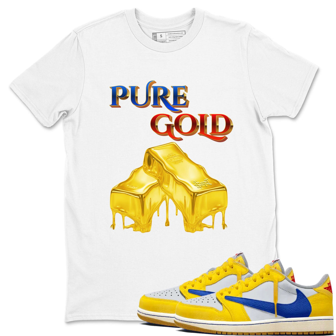 Pure Gold Sneaker Tees - Air Jordan 1 Travis Scott Canary