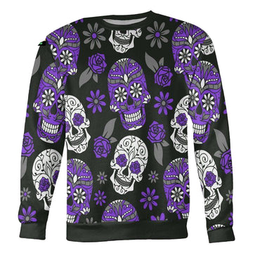 Purple And Dark Green Sugar Skull Sweater ? Usalast