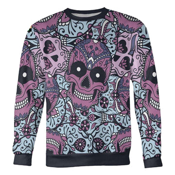 Purple And Light Blue Sugar Skull Sweater ? Usalast
