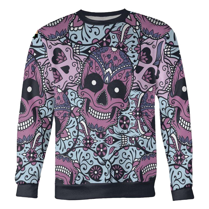 Purple And Light Blue Sugar Skull Sweater ? Usalast