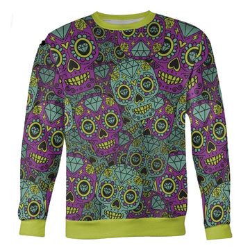 Purple And Teal Sugar Skull Sweater ? Usalast