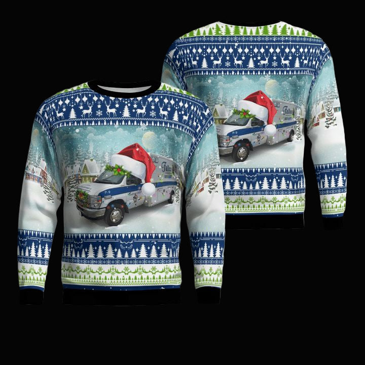 Quincy Massachusetts Fallon EMS Christmas Sweater 3D ? Usalast